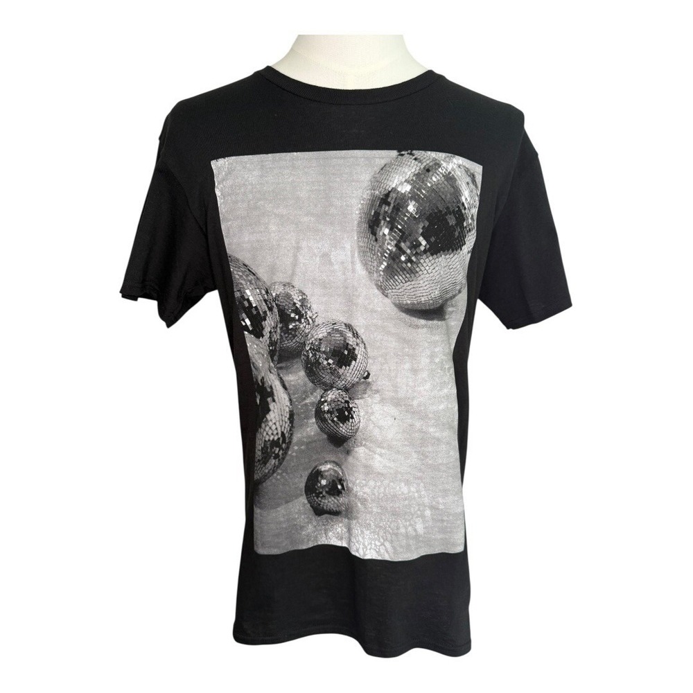 Nordstrom Black Disco Ball Graphic Print Short Sleeve T-Shirt Size Small NWT